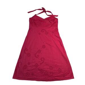 ANN TAYLOR PETITE, COTTON, EYELET, KNEE LENGTH, HALTER DRESS SZ 6P